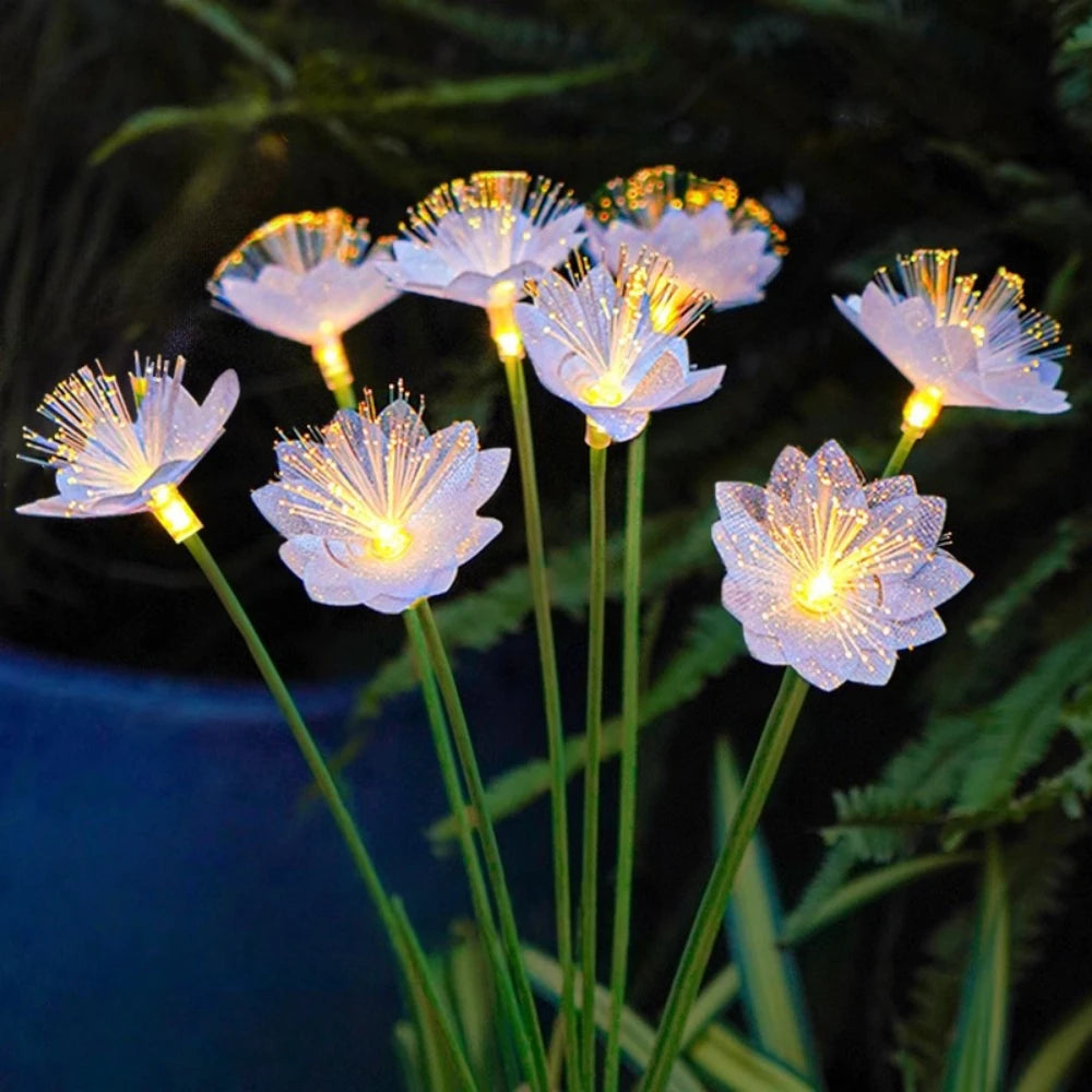 Luci solari a forma di fiore con fibra ottica, 6 teste, impermeabili per…