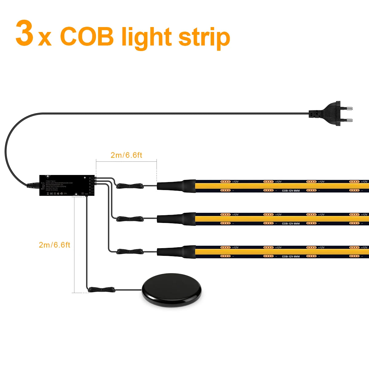 Striscia LED dimmerabile touch nera PCB COB per pannelli in legno e vetro