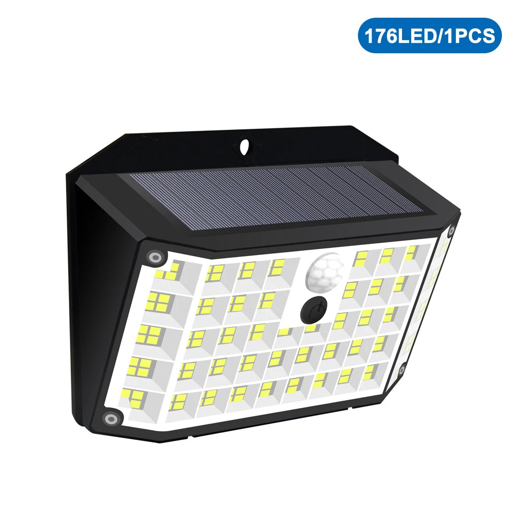 Lampada da Parete Solare LED per Esterni – 3 Modalità, IP65, 138‑208 LED