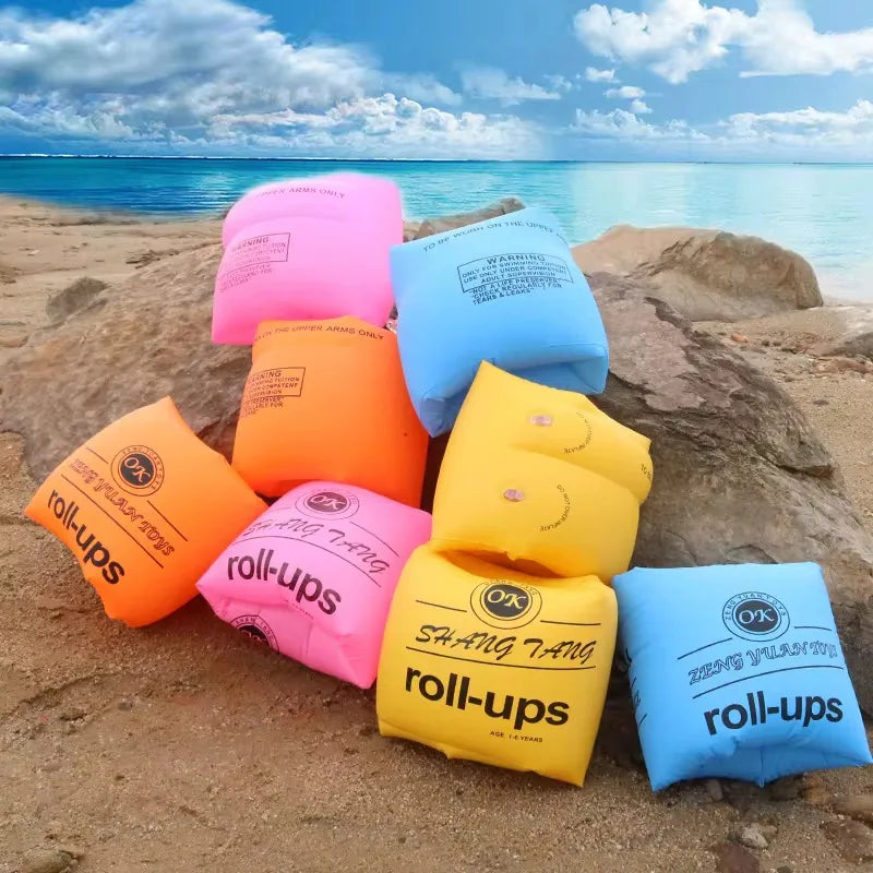 Thickened Children's Inflatable Yellow Round Floating Sleeve Adult Swimming Ring Double Airbag Safe Swimming Arm Ring