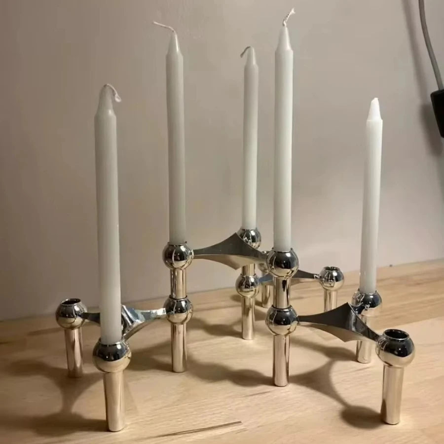 Modular Metal Candle Holder Interconnectable Geometric Candelabra for Stick Skinny Home Dining Table Decor Wedding Centerpiece