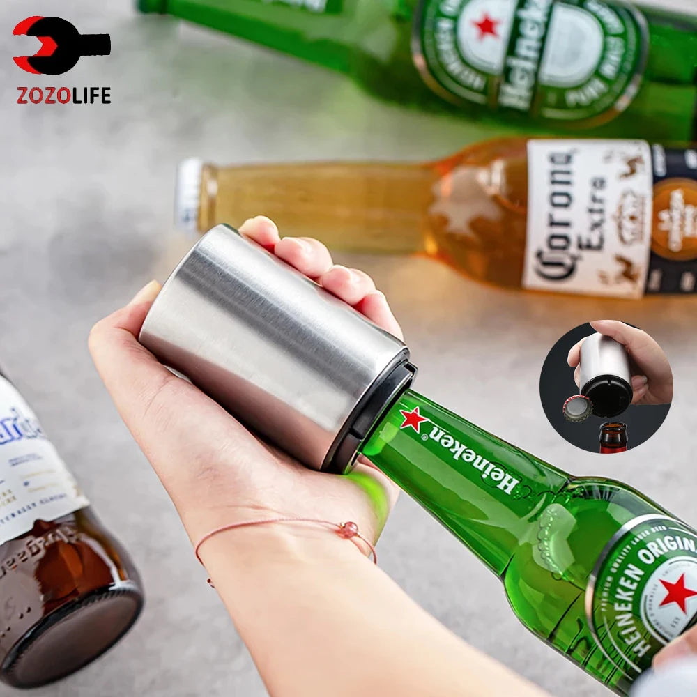 Apribottiglie automatico magnetico in acciaio inox – apri birra, vino e bibite