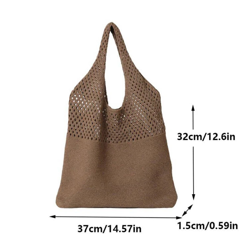 Knitted Handbags For Women Large Capacity Tote Bag Summer Beach Big Purse Casual Hollow Woven Shoulder Bags Female Pack