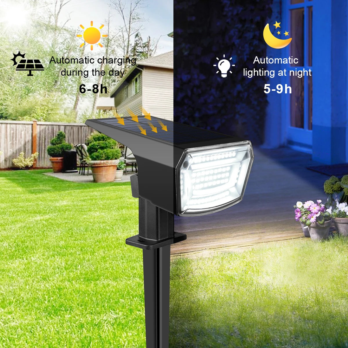 Lampada LED Solare da Giardino 1200 mAh, IP65, 3 Modalità