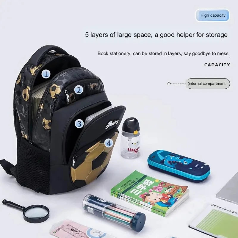 Sac à dos de football en nylon pour garçons avec fermeture zippée – idéal pour l'école et…