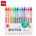 Set Penne Gel Deli 0.5mm da 6/12 Colori per Scuola e Ufficio