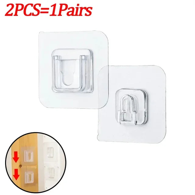 Ganci adesivi doppia faccia trasparenti per parete – supporti per cucina e bagno