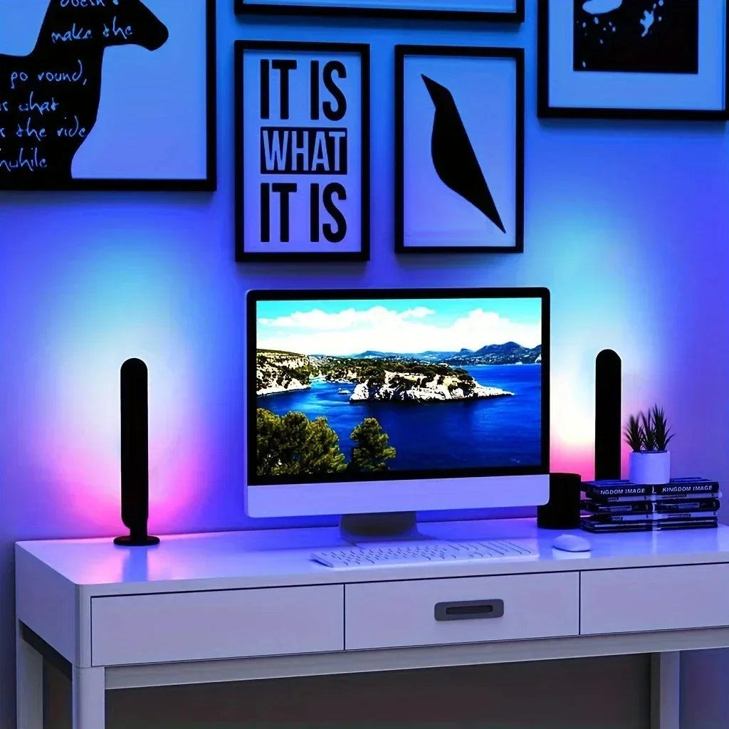 Barra LED RGB a ritmo musicale ricaricabile USB per scrivania e Natale