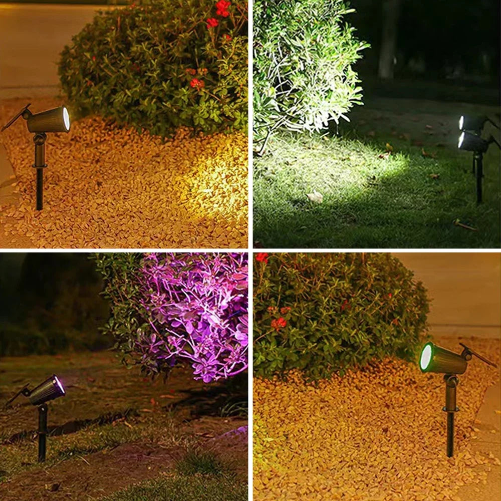 Fari solari LED RGB 9 LED IP65 impermeabili, regolabili per giardino