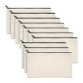 Set da 10 Borse in Canvas Beige con Cerniera – Porta Matite, Trucco e Accessori