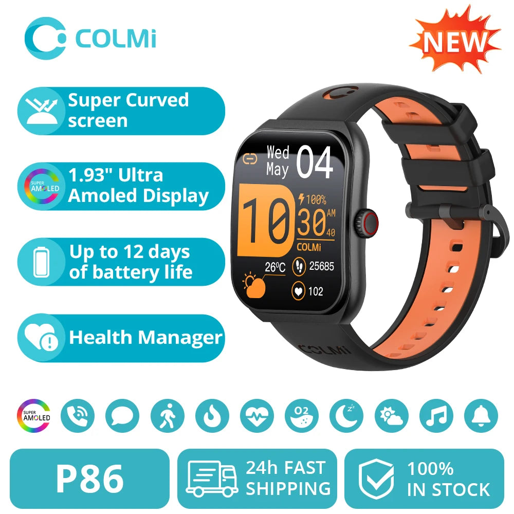 Smartwatch AMOLED 1.93\" con monitor salute, chiamate Bluetooth e…