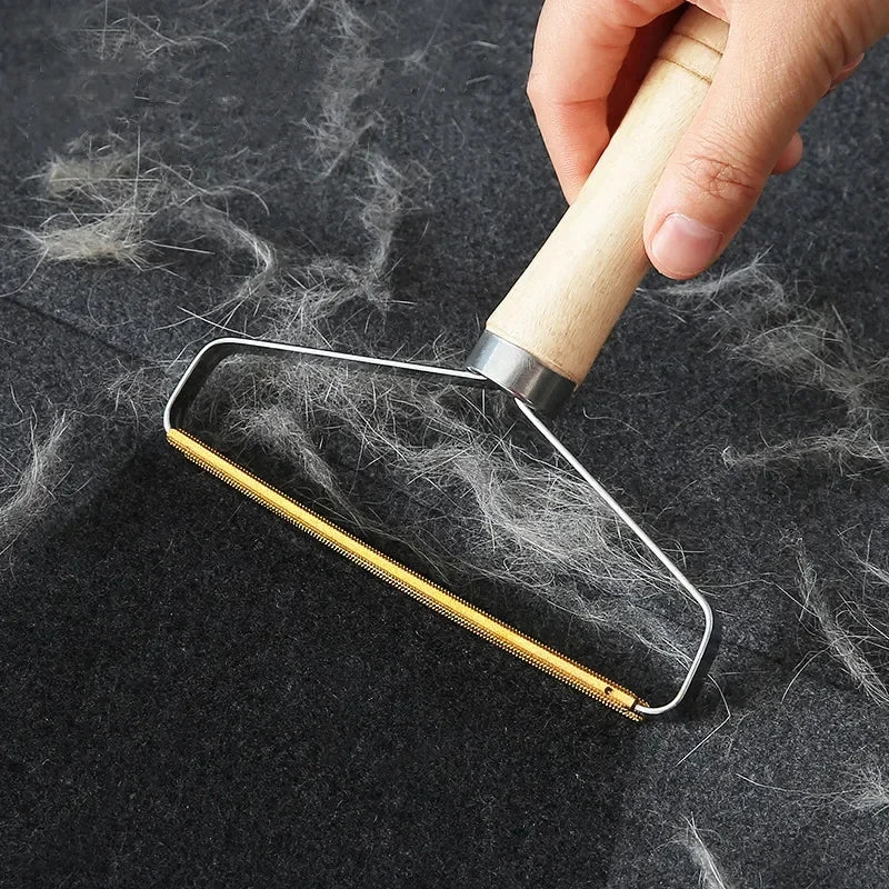Rasoio manuale a doppia lama in acciaio inox con manico in legno per pelucchi