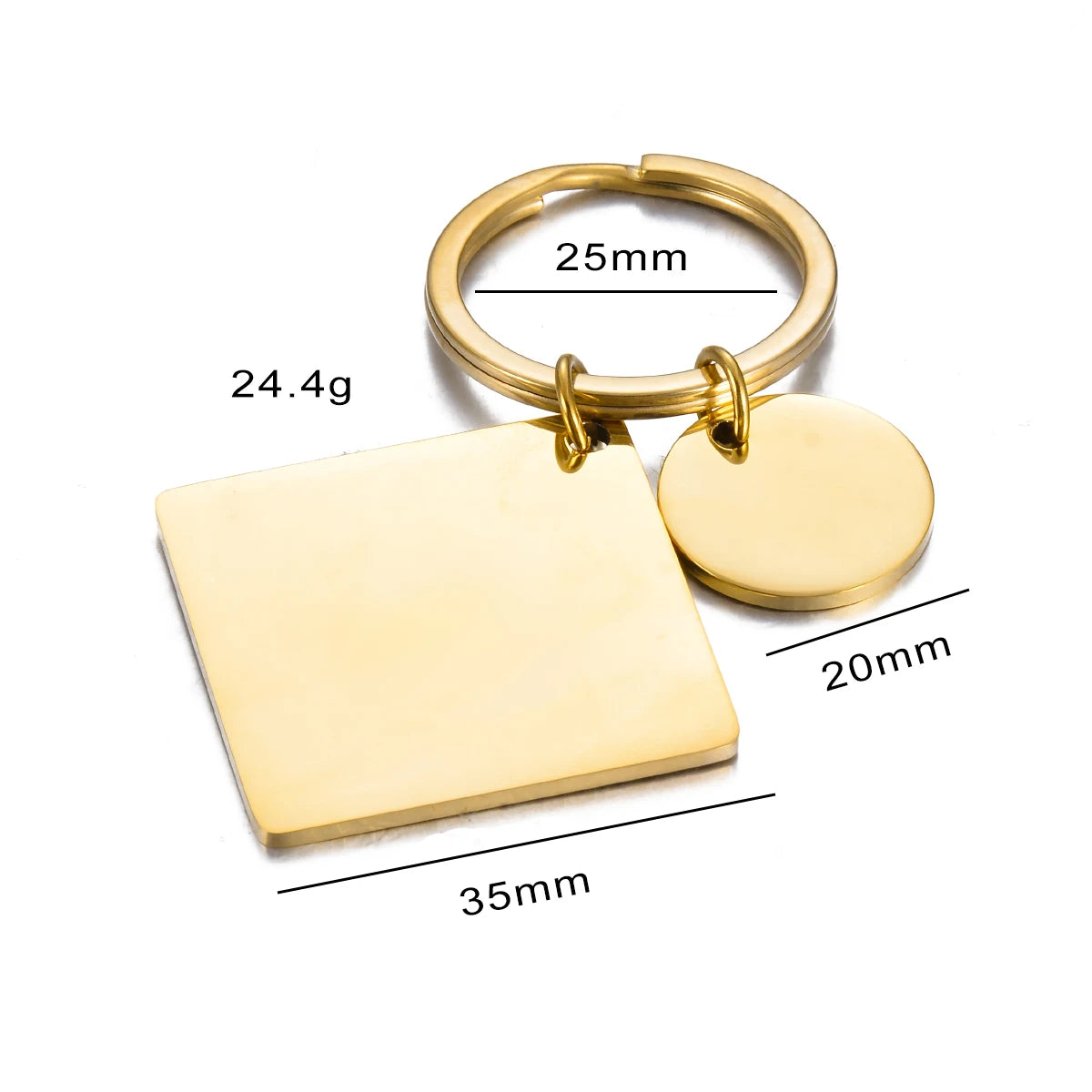5Pcs Waterproof No Fading Stainless Steel Keychain Metal Round Square Tag DIY Collar Accessories Gift Key Ring Wholesale