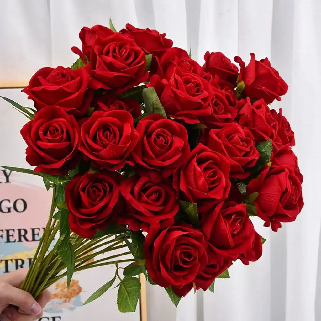 Rosa artificiale in velluto 51 cm – Bouquet da 1,5,10 o 20 pezzi per matrimoni