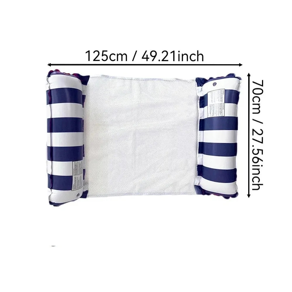 Materasso Gonfiabile Pieghevole per Piscina – Amaca Flottante a Righe PVC