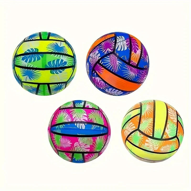 Palline da Spiaggia Gonfiabili 4 pezzi con Stampa Foglia Tropicale – Gioco…