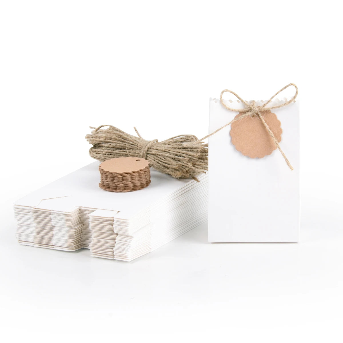 Confezioni regalo in carta kraft retro 10-30 pezzi con etichette e corda