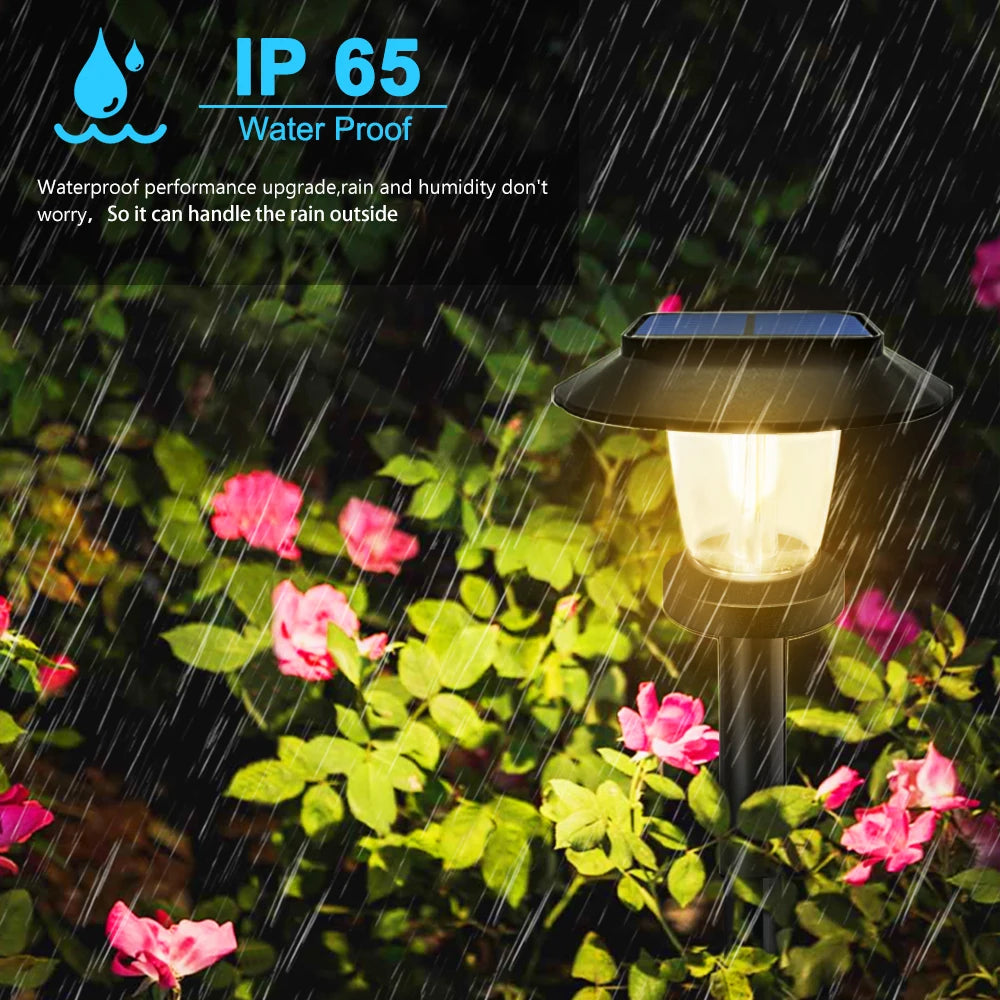 Lampade solari LED per sentieri, impermeabili IP65, luce calda, batteria 500 mAh