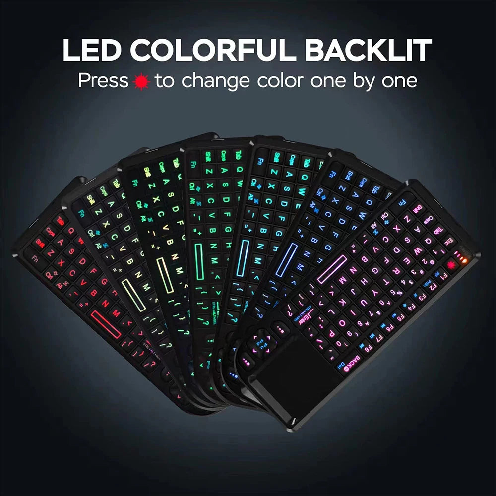 Tastiera 2.4G con mouse touchpad, 7 colori e torcia - PC, Smart TV, Android Box