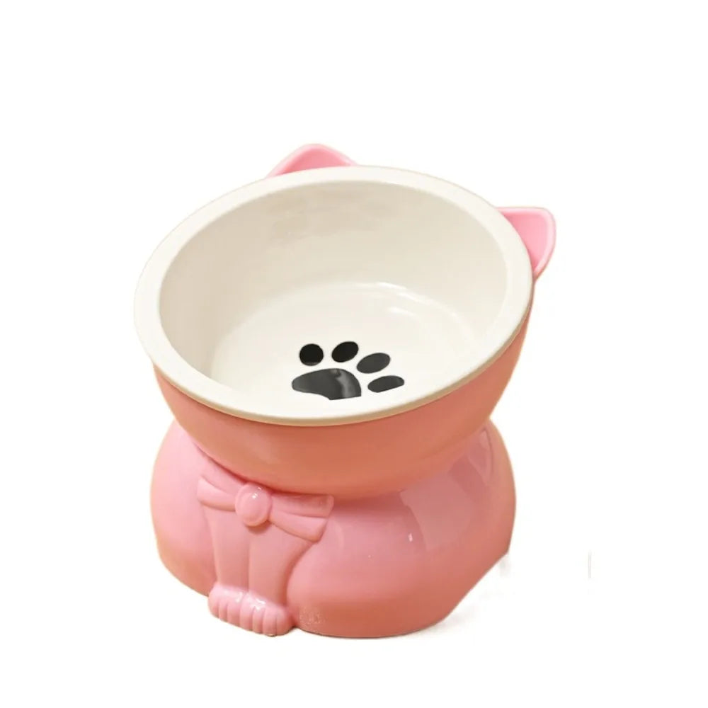 Ciotola in ceramica per gatti e cani, design inclinato antiscivolo