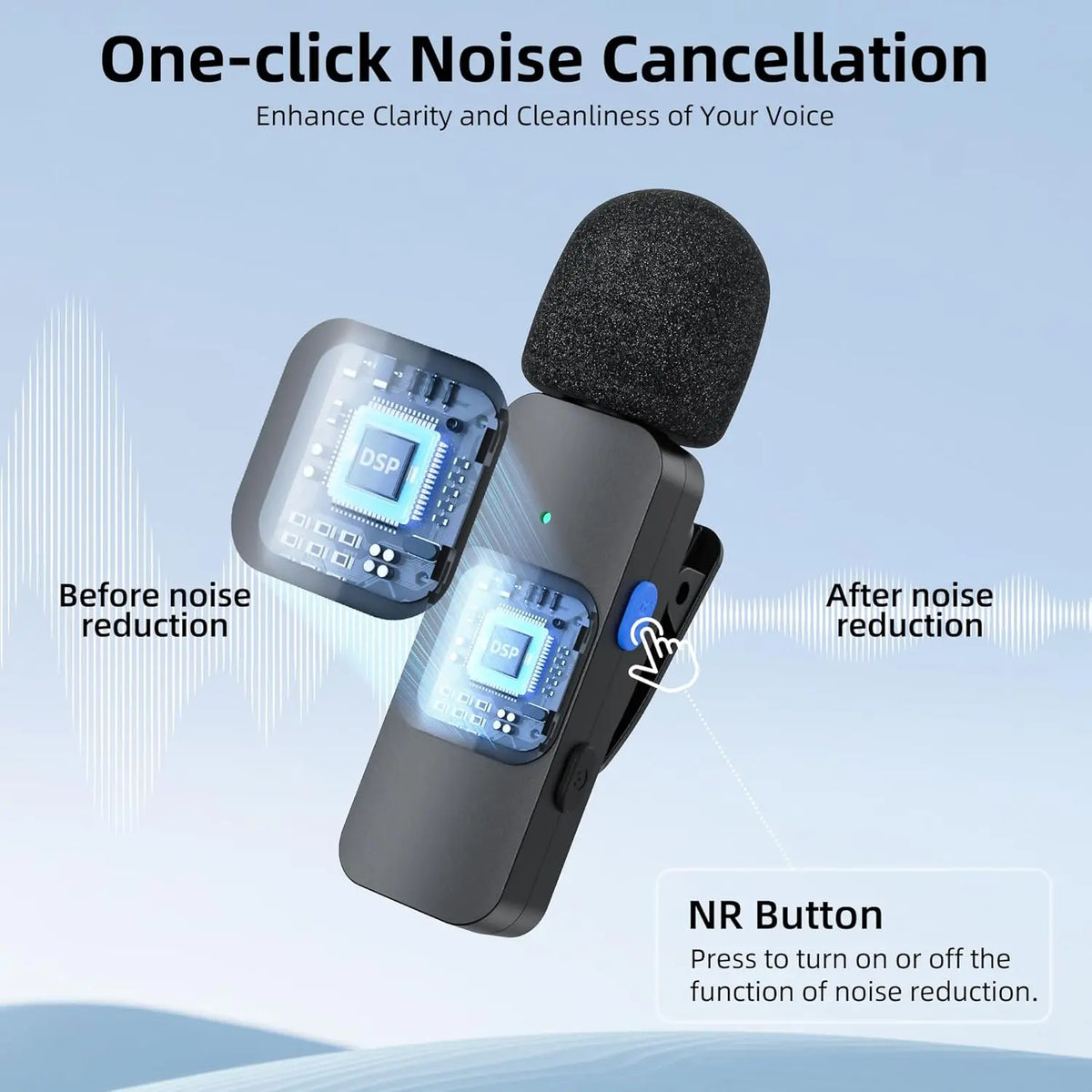Microfono Lavalier Wireless 2.4GHz per iPhone e Android – Vlog e Streaming