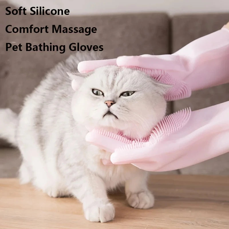 Guanti in Silicone per Toelettatura Animali – Rimuove Pelo, Deterge e Massaggia