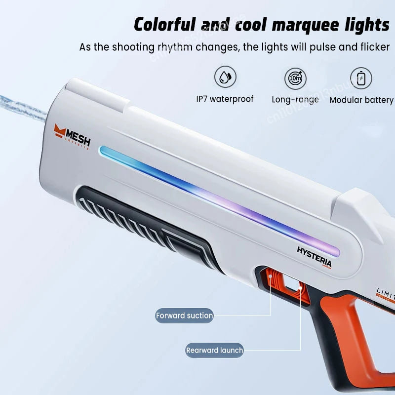 New Pulse Colorful Flashing Electric Continuous Water Gun Toy Automatic Water Suction Large Capacity Adult Water Toy Gift