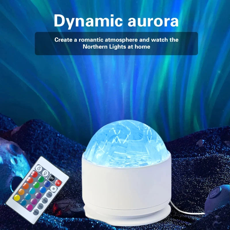 Lampada proiettore Aurora del Nord con onde d'acqua LED, luce e telecomando