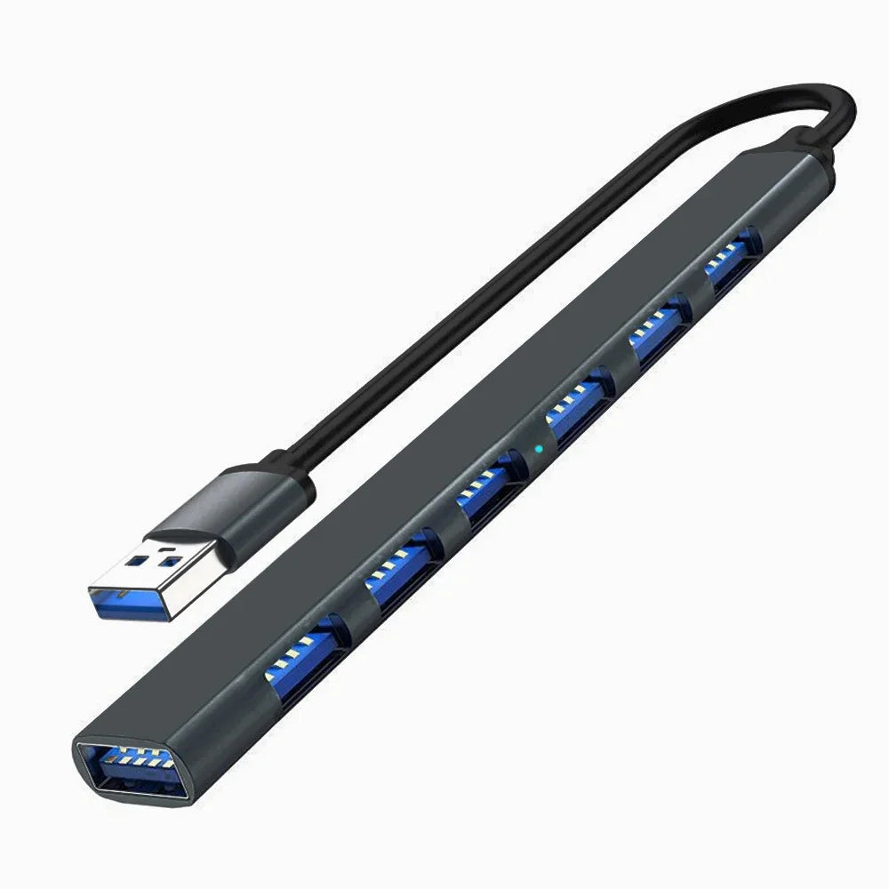 Hub USB 3.0 7 porte, alluminio, compatibile Type‑C e USB 3.0