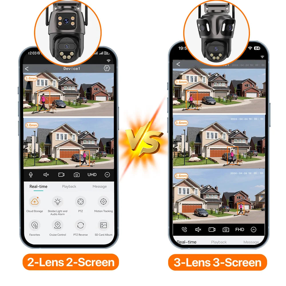 WONSDAR Outdoor Wifi PTZ Camera Three Lens or Dual Lens IP Camera Auto Tracking Color Night Vision Video Surveillance CCTV ICsee