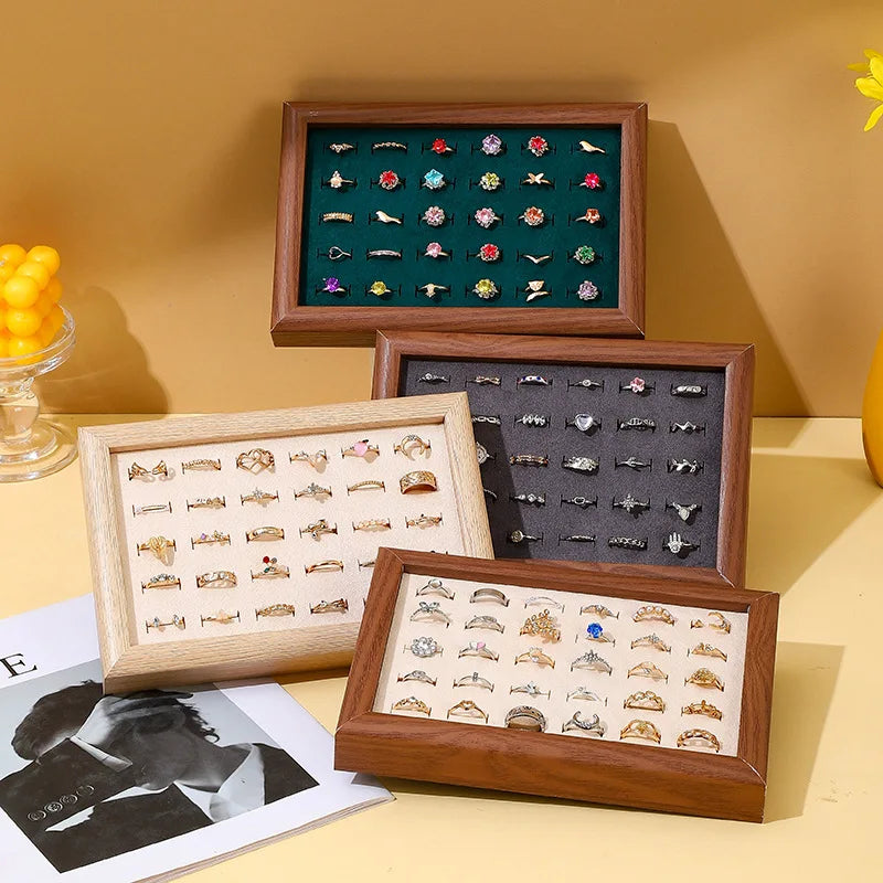 Fashion Ring Display Plate Ear Studs Bracelet Jewelry Storage Box Wood Organizing Box Ring Tray