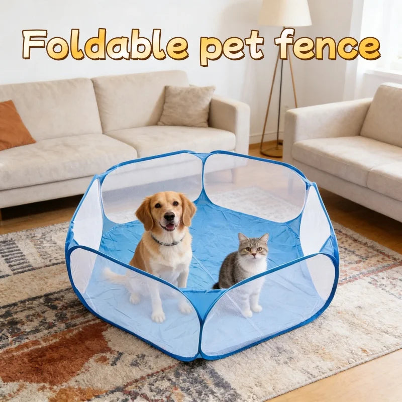 Recinzione Portatile Pieghevole Trasparente per Cani, Gatti e Piccoli Animali