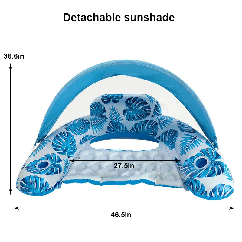 Gonfiabile a forma di ciambella per nuoto con bicchieri e valvola anti‑perdita