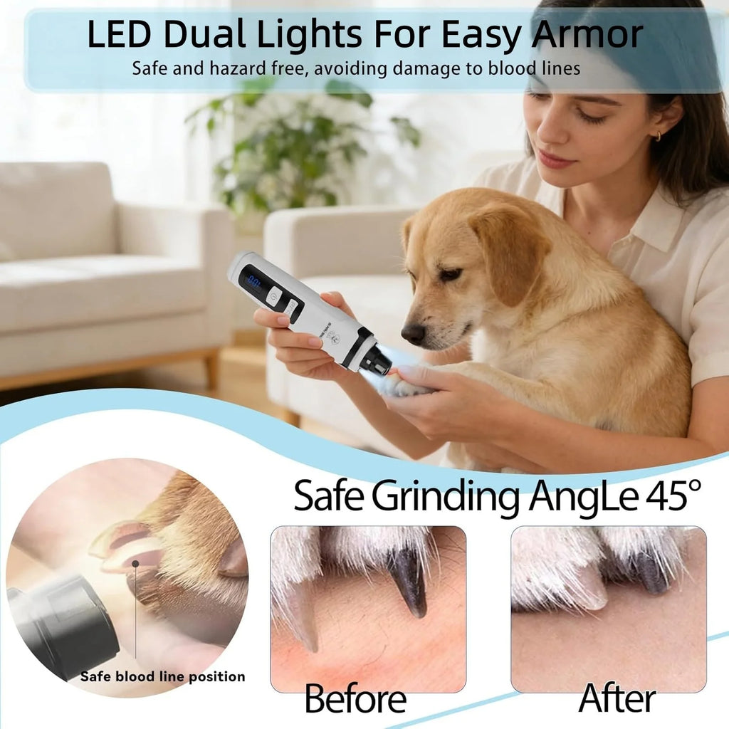 Tagliaunghie elettrico ricaricabile per cani e gatti con luce LED