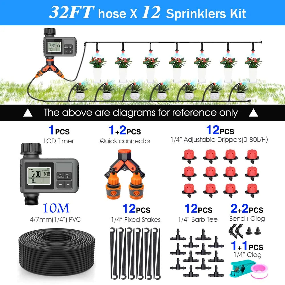 Timer LCD Irrigazione 30‑5 m con Ugello Regolabile – Sistema Intelligente