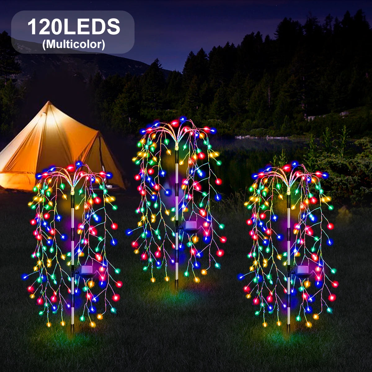 Luci LED solari 200/120 per esterno, decorazione fuochi d'artificio impermeabile