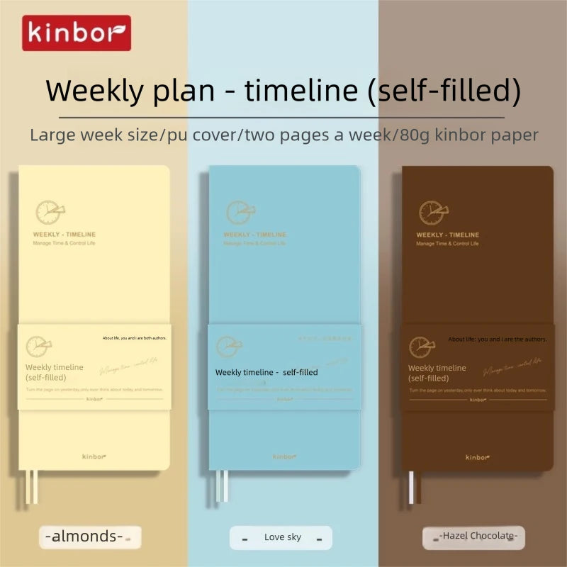Kinbor Timeline Weekly Planner Pocket A6 Journal Notebook Daily Agenda Monthly Planning Habits Tracker Time Organizer Schedule
