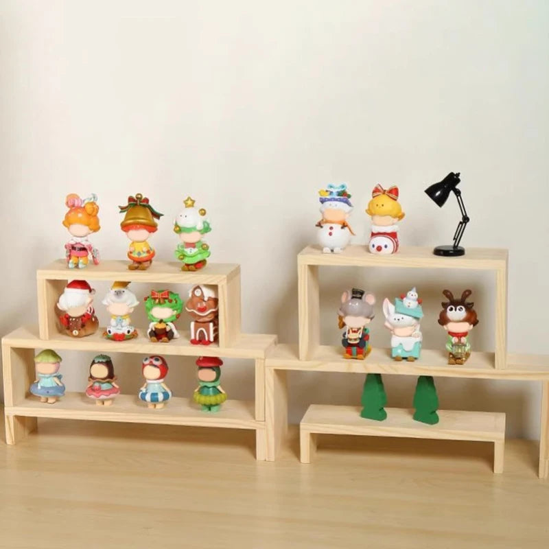 U-Shaped Stepped Wooden Display Stand Portable Shelves Organizers Perfume Doll Cupcakes Jewelry Storage Organization