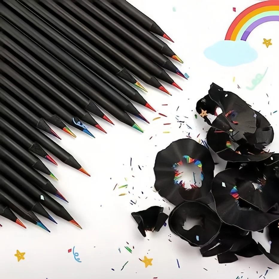 Set da 12 matite colorate arcobaleno 7 colori per disegno e pittura su legno