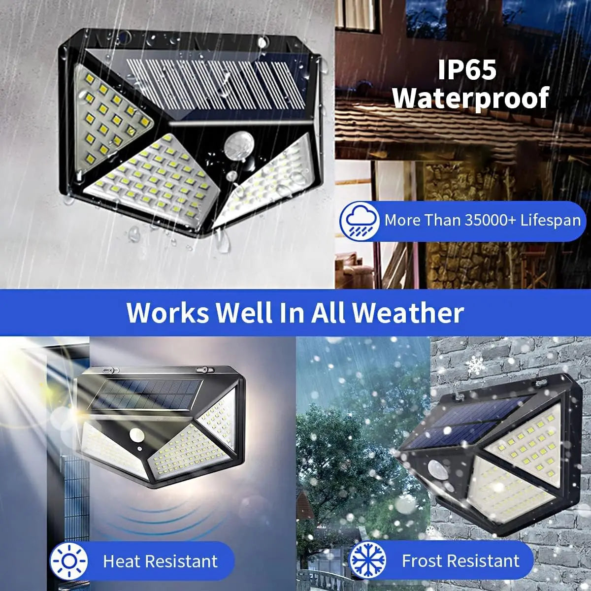 Lampada Solare da Giardino con Sensore di Movimento PIR 100 LED IP65
