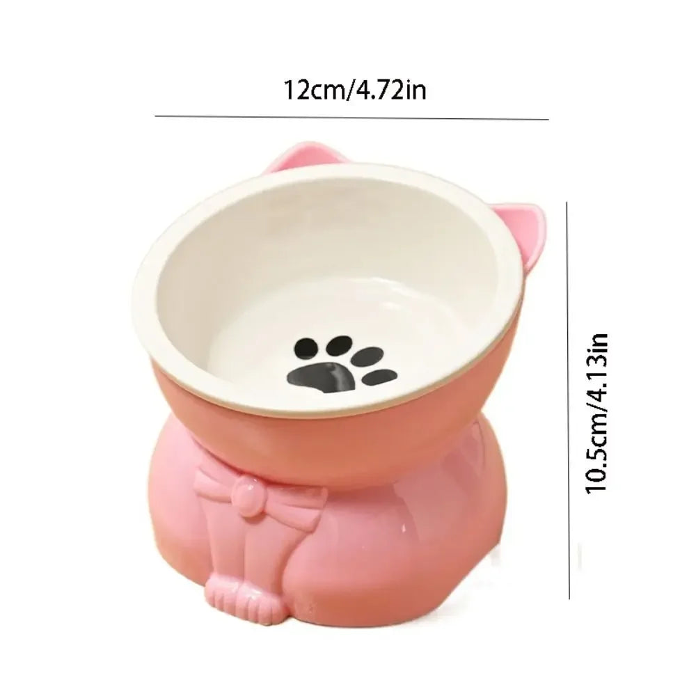 Ciotola in ceramica per gatti e cani, design inclinato antiscivolo