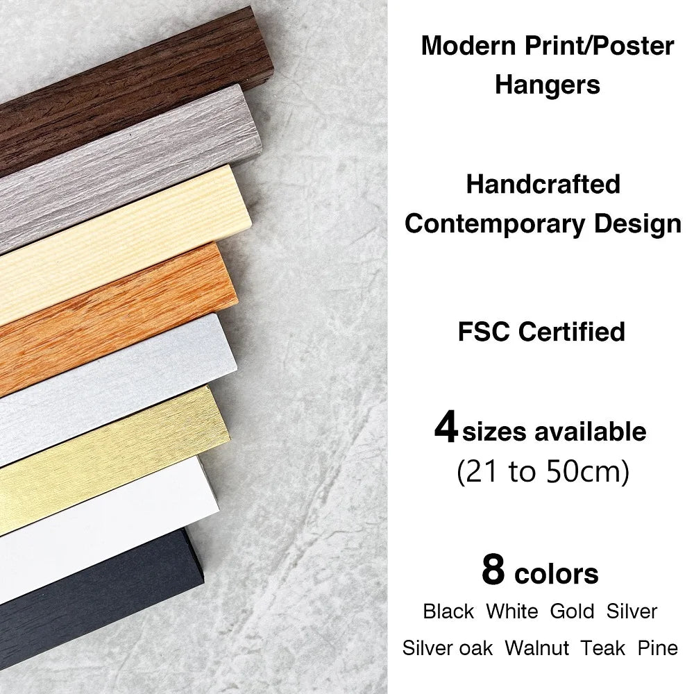 8 Colors Wood Photo Frame Black White Canvas Frame 21 30 40 50cm Magnetic Poster Hanger Teak Pine Wood Scroll Painting Frame