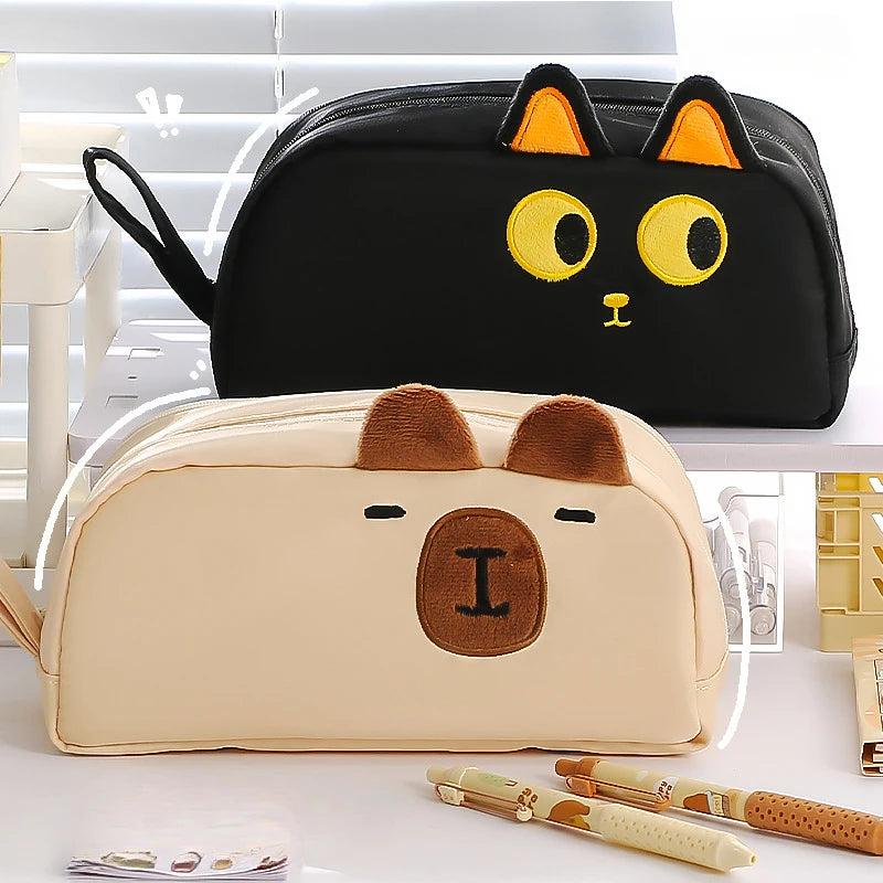Astuccio per matite a forma di gatto con orecchie peluche – capacità extra per…