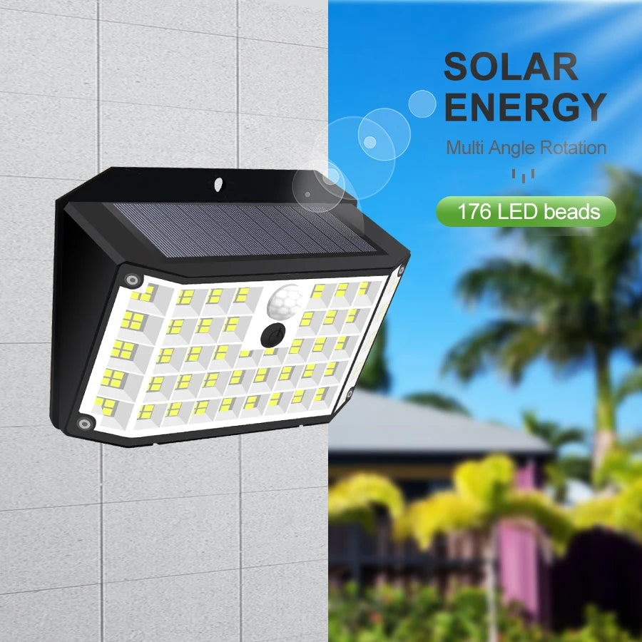 Lampada da Parete Solare LED per Esterni – 3 Modalità, IP65, 138‑208 LED