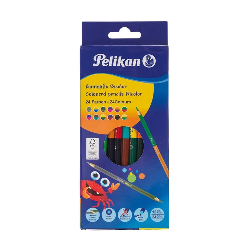 Matite a Doppia Punta 24 Colori per Bambini – Disegno, Schizzo e Arte Pastello