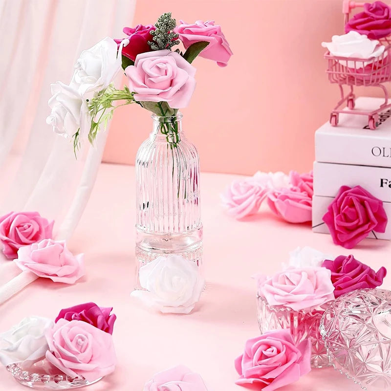 10/20/50Pcs 7cm Artificial Bionic Flowers PE Foam Simulation Roses Fake Flower Decorations for Home Wedding Party Presents
