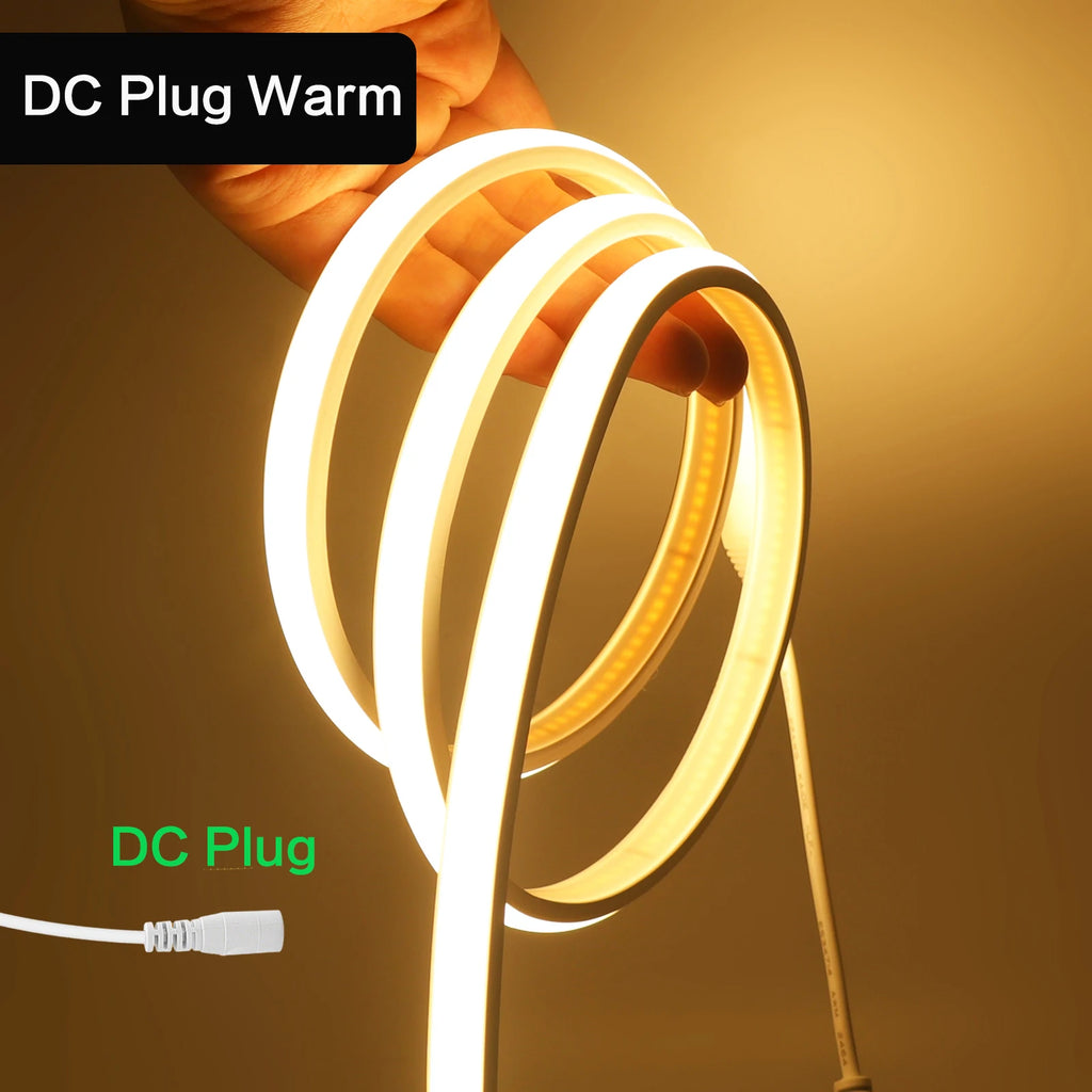 Striscia LED Neon 5V USB, 320 LED/m, dimmer, IP68, luce calda/bianca