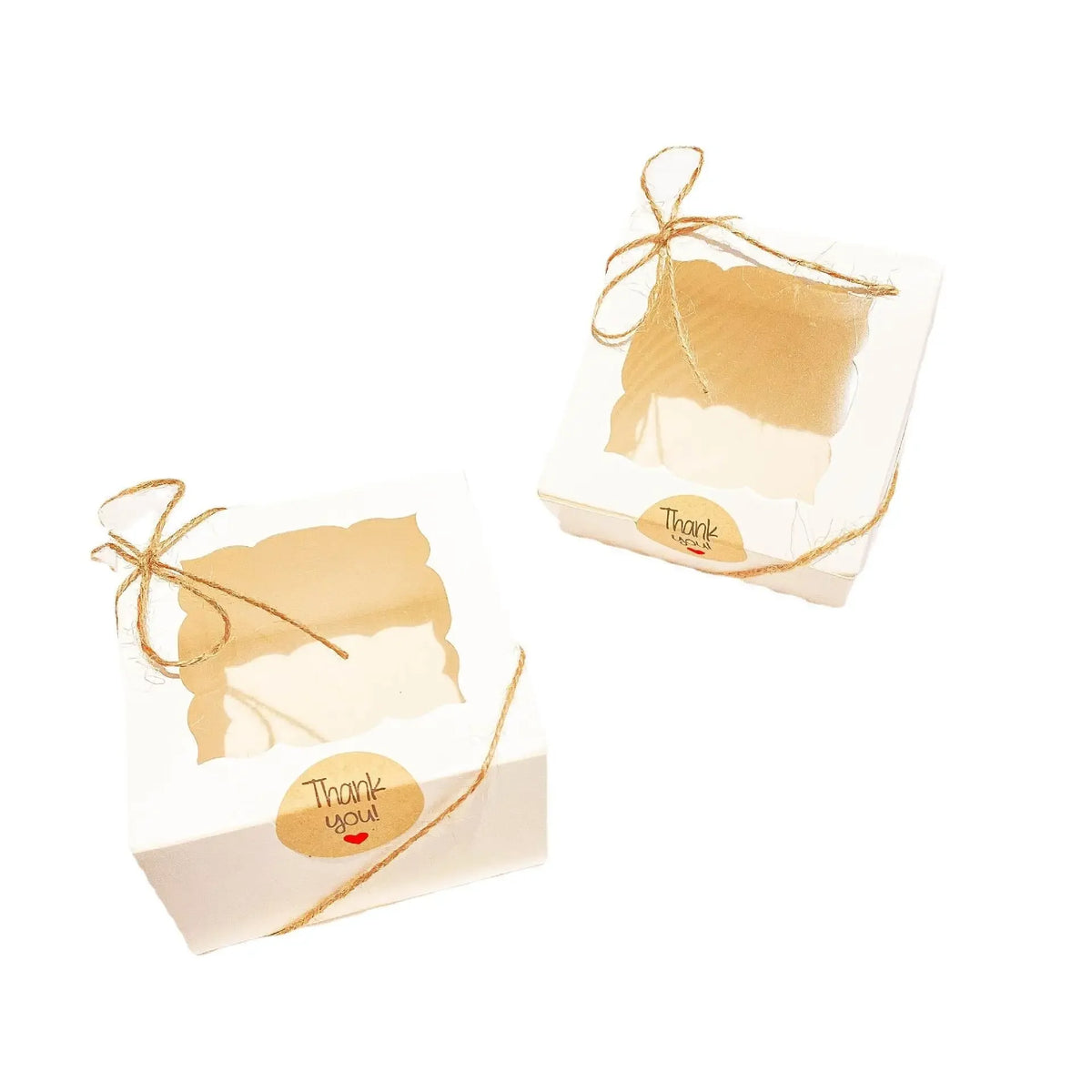 10/30/50Pcs Kraft Paper Open Window Gift Box Baking Cake Cup Favor Candy Packaging Boxes With Sticker Rope Wedding Party Decor