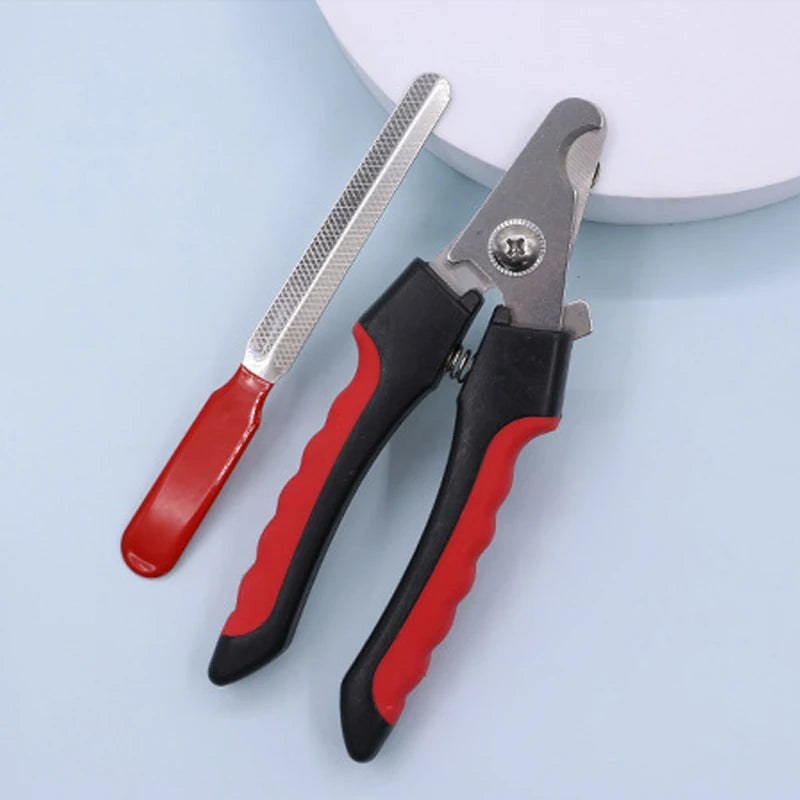 Tagliaunghie in acciaio inox con manico diritto per cani e gatti – set completo