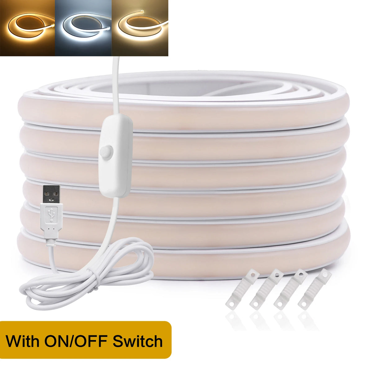 Striscia LED Neon COB 5V dimmerabile, 320 LED/m, waterproof IP68, luce…